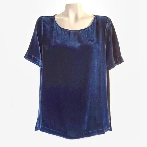 Sundance Navy Velvet Blouse - Picture 1 of 5